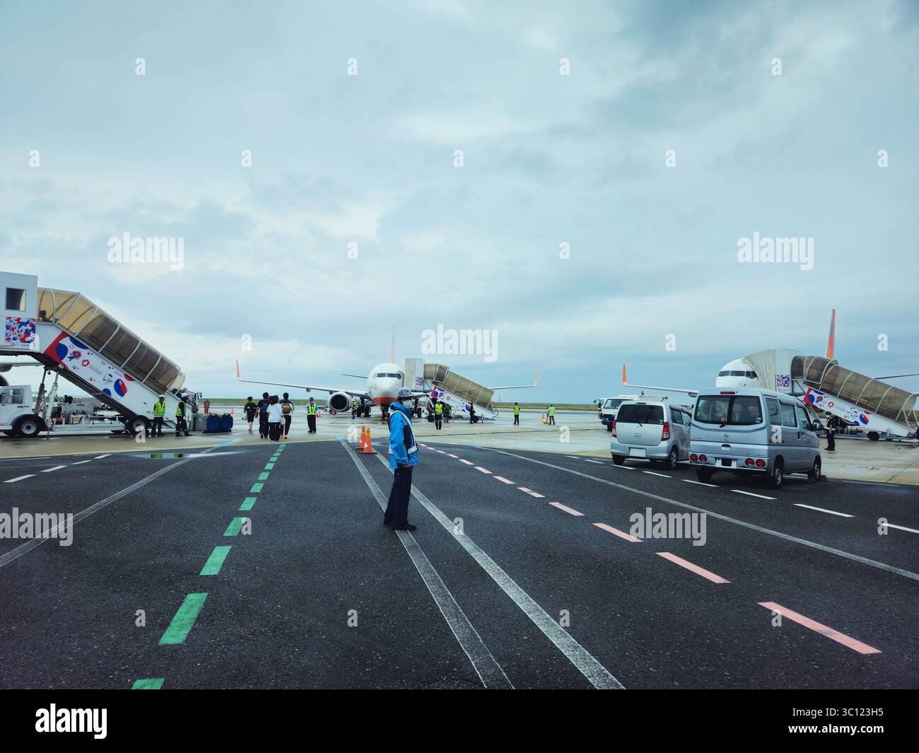 Jeju Air Remote Boarding Operations on Kansai International Airport Apron