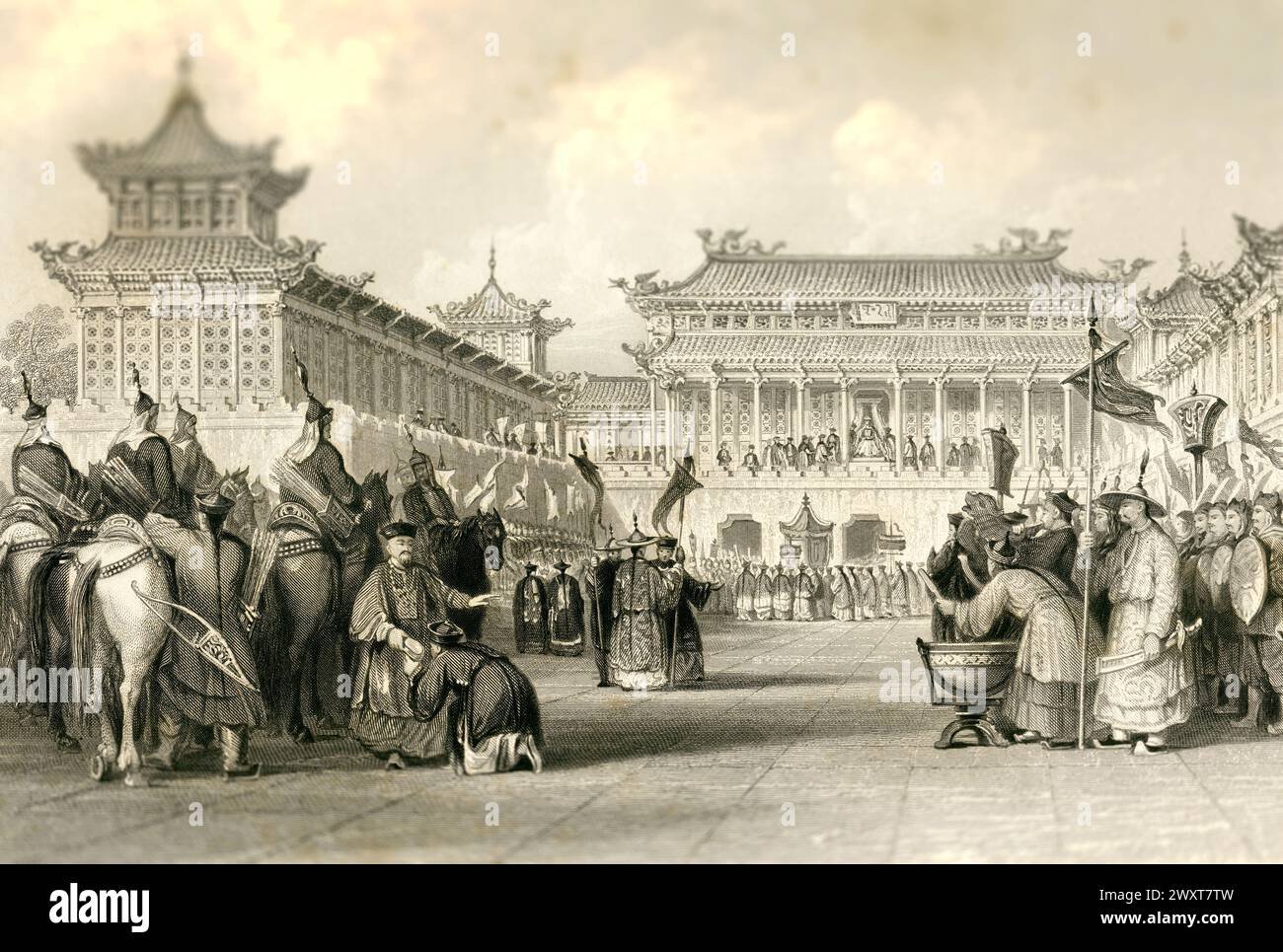 [VOL III]THE EMPEROR TAOU-KWANG REVIEWING HIS GUARDS, PALACE OF PEKING