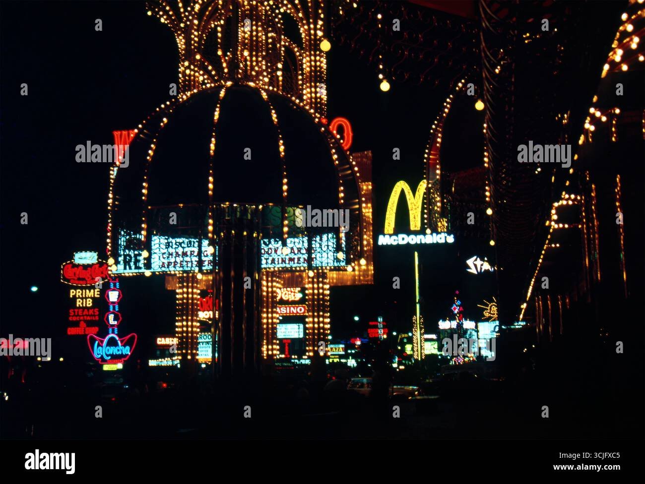 Las Vegas Neon Night on the Strip – Casino Marquees and McDonald’s, Nevada, 2000s