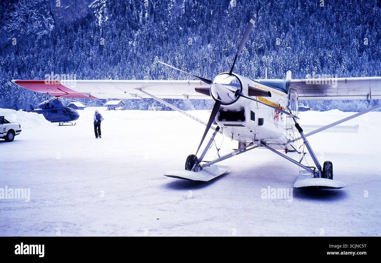 Ski-Equipped Pilatus Porter at Courchevel Altiport in Winter, 2000s